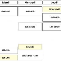 emploi du temps 2025